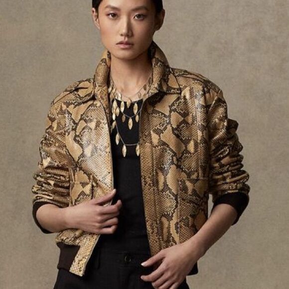 Ralph Lauren 2021 Pre-Fall Collection Lyle Python Skin Bomber Jacket - Picture 14 of 17
